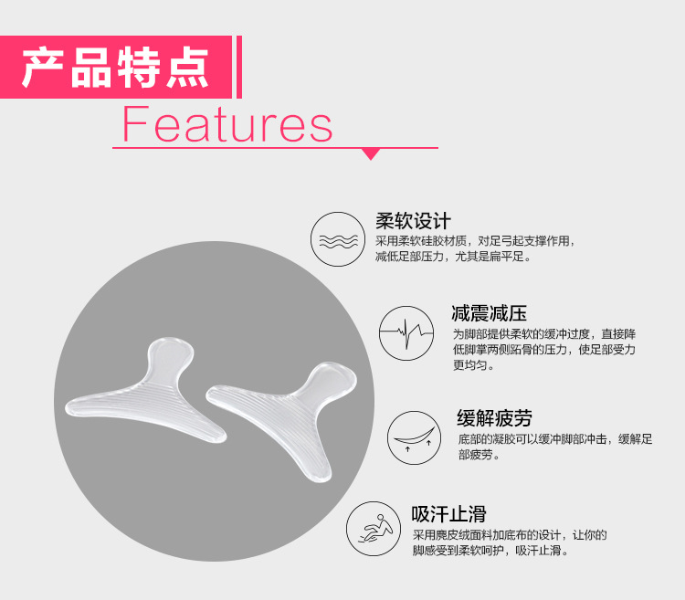 硅膠后跟鞋墊，硅膠鞋墊特點驕正腳形、緩解疲功、